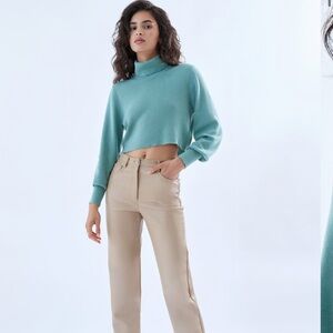 Aritzia Wilfred Blue Grey Rebecca Turtleneck Wool Sweater